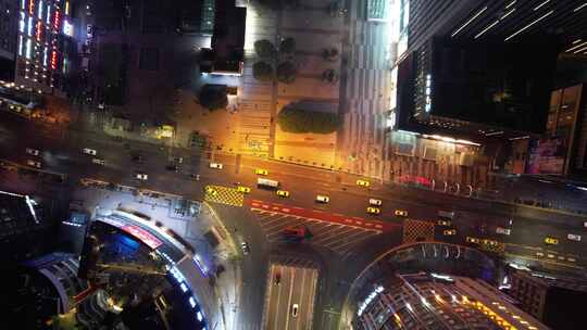 重庆观音桥步行街夜景航拍