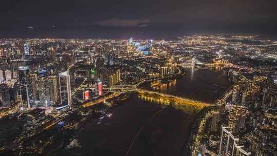 航拍福州城市大场景夜景延时