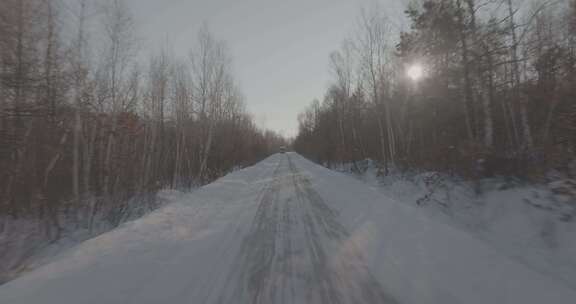 中国北方冰雪道路自驾航拍