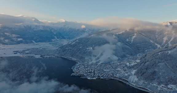 冬季雪山雪场航拍