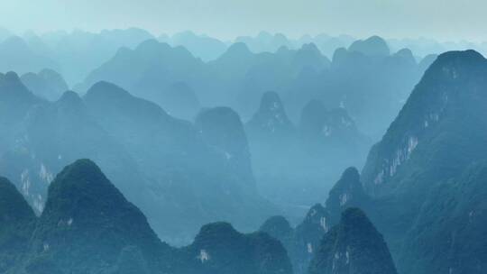 广西桂林喀斯特山脉长焦航拍视频素材模板下载