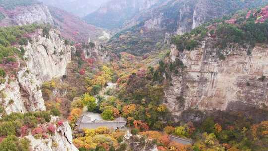 山东济南龙洞藏龙涧秋天航拍