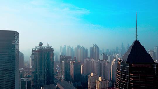 上海浦东清晨建筑航拍视频素材模板下载