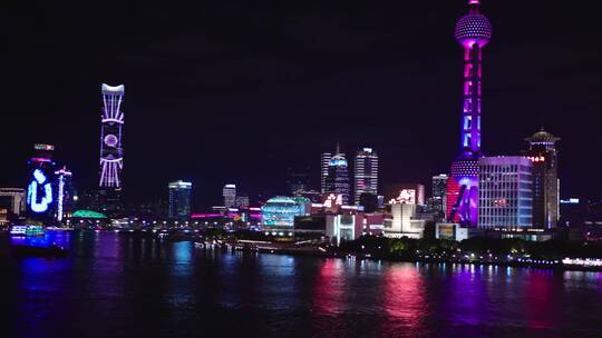 上海外滩楼顶横移夜景灯光