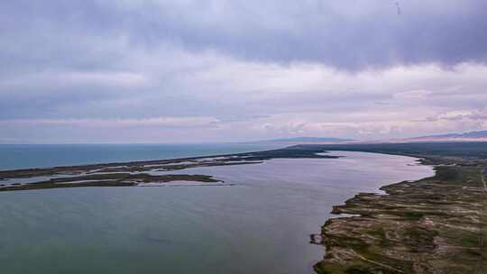 8K青海湖乌云天气航拍延时