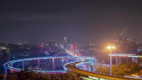 重庆菜园坝大桥夜景延时视频素材模板下载