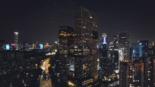 4k航拍深圳南山地标腾讯滨海大厦夜景视频素材模板下载