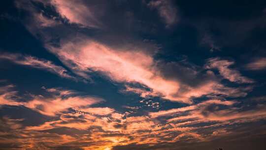 延时摄影夕阳彩霞非常壮观的彩云飘