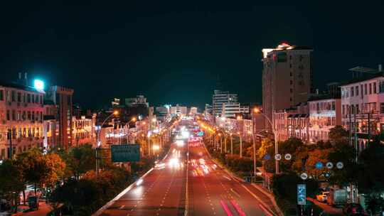 城市道路夜景车流延时