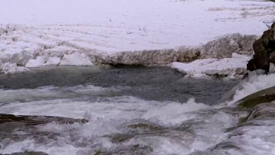 冬天流淌的小河视频素材模板下载