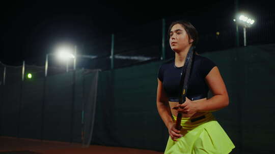 混合种族年轻女子在户外球场打网球活跃出汗