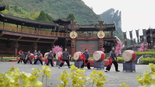 少数民族民俗非遗苗鼓表演