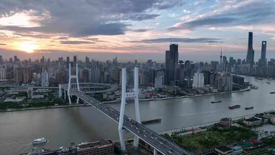 南浦大桥 陆家嘴 黄浦江 上海城市晚霞