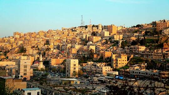 日落时的约旦首都安曼视频素材模板下载