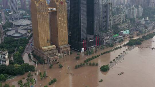 4K重庆南滨路喜来登水灾航拍素材
