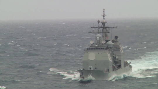 行驶在公海上的军用补给船视频素材模板下载