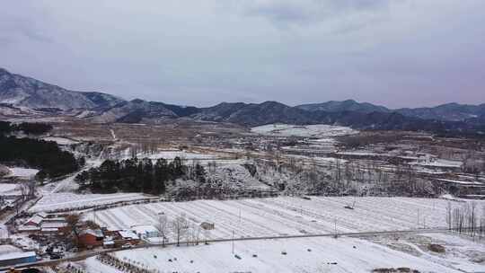 【航拍】雪后的北方农村  农村雪景