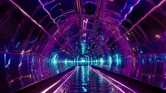 科幻风格霓虹光线隧道