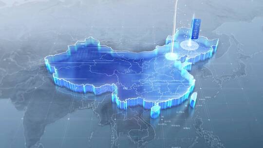 蓝色科技商务中国地图辐射-射线样式三