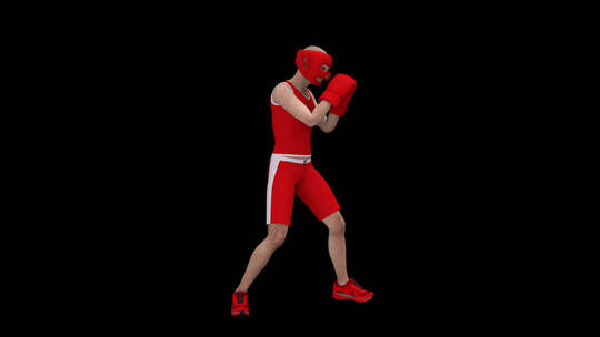 红色拳击连衣裙环包中的拳击手