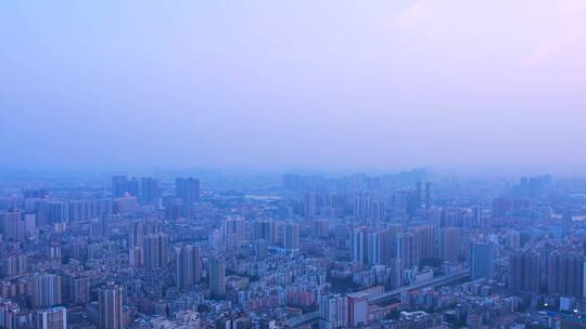 航拍广州城市天空日落夕阳晚霞珠江风光全景