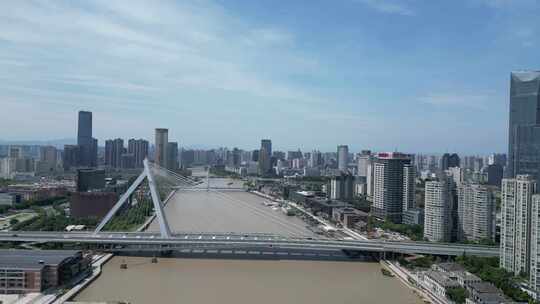 航拍宁波甬江外滩大桥视频素材模板下载