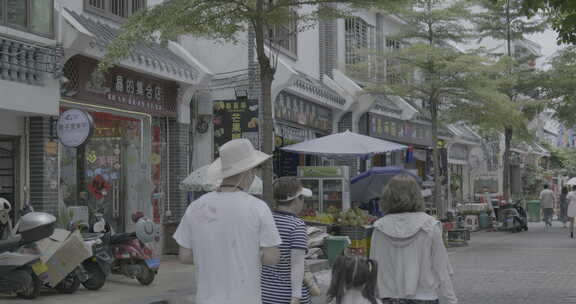 三亚海棠湾 后海 游客 街道 渔村 旅游