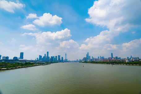 广州城市天际线珠江广州塔大景远景全景延时