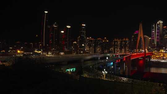 夜晚千厮门大桥城市车流延时