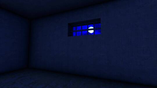 三维动画监狱牢房铁窗夜景视频素材模板下载