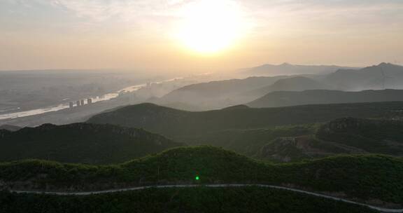 4K城市日出延时风景摄影逆光建筑红色朝霞