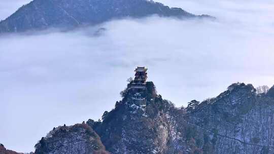 西安南五台景区冬雪雪景