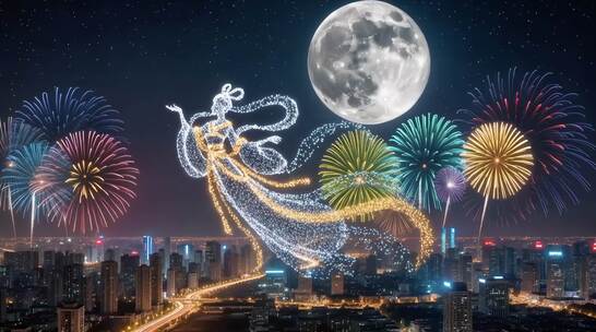 中秋节烟花盛宴无人机表演合集