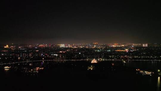 城市夜景航拍夜晚小区建筑泉州丰泽西湖夜景