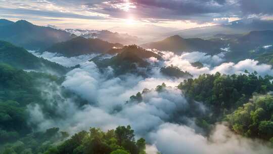 自然云海日出山林cg美景写实风景