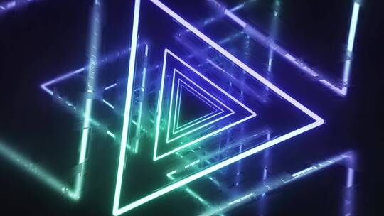 4K霓虹灯三角形隧道环动画VJ素材背景视频