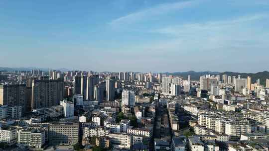 航拍江西上饶大景城市天际线