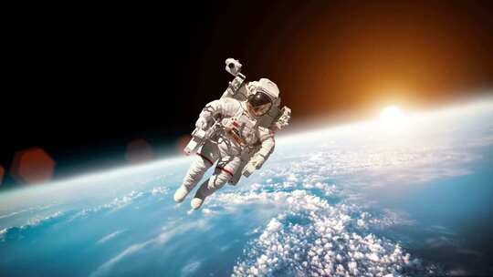 地球背景下 宇航员在外太空视频素材模板下载