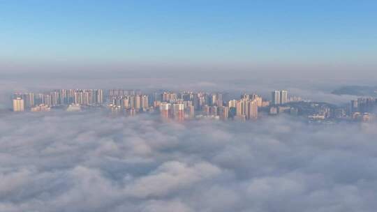 贵州毕节威宁县城云雾缭绕云海日出延时