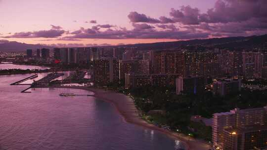 城市，海岸，檀香山，建筑灯