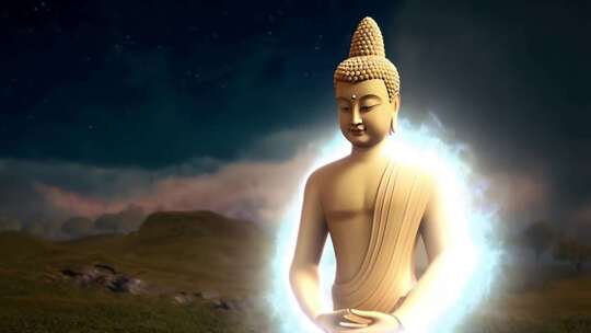 佛像发光特效画面