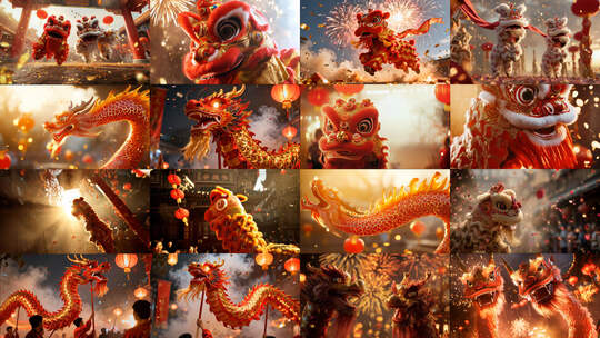 4K高帧率舞龙舞狮合集高清在线视频素材下载