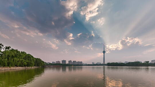 北京玉渊潭公园 中央电视塔  流云延时摄影