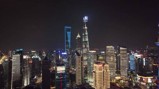 上海CBD夜景航拍合集视频素材模板下载