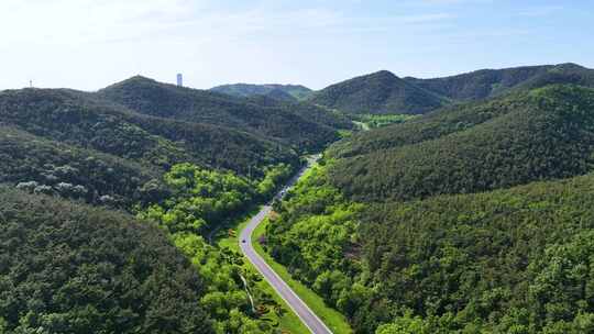 沿山公路 山路跟车航拍 景观道路