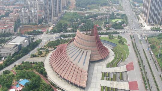 城市航拍湖南株洲神农大剧院