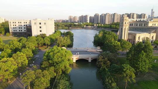 上海复旦大学江湾校区4K航拍原素材