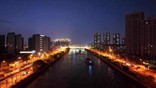 江苏无锡城市夜景航拍