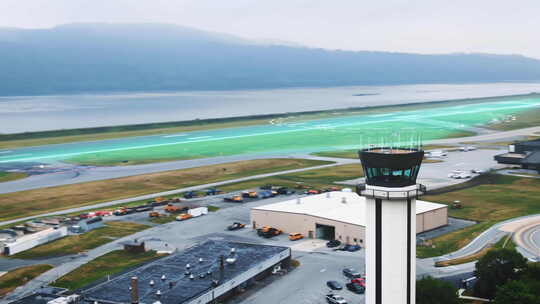 航拍空中交通管制塔视频素材模板下载