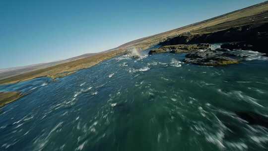 FPV穿越机无人机航拍冰岛瀑布河流大海森林